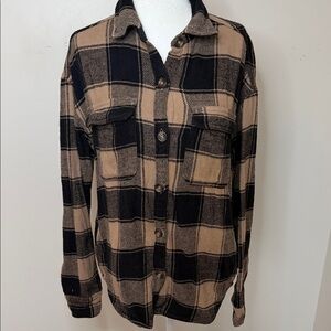 HOLLISTER Women’s Casual Plaid Shirt - Black and Brown size Xs